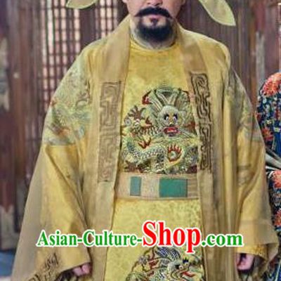 Chinese Song Dynasty Emperor Zhao Kuangyin Clothing Ancient Imperator Replica Costume for Men