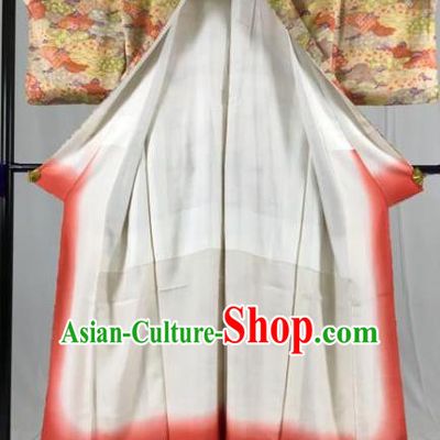 Japan Ancient Geisha Formal Costume Printing Furisode Kimonos Traditional Palace Yukata Dress for Women
