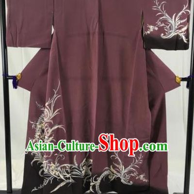 Japanese Ancient Palace Kimono Purple Yukata Robe Traditional Wafuku Hakama Haori Clothing for Men