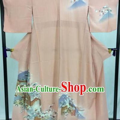 Japan Ancient Geisha Formal Costume Printing Crane Furisode Kimonos Traditional Palace Yukata Dress for Women