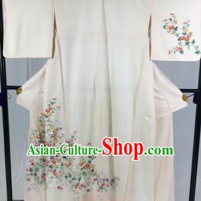Japan Ancient Geisha Formal Costume Printing Flowers Furisode Kimonos Traditional Palace Yukata Dress for Women