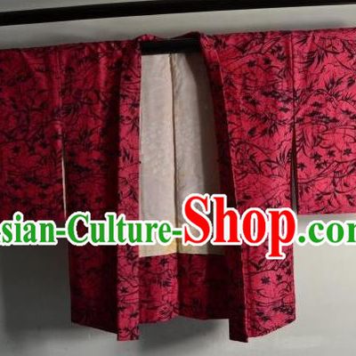 Japanese National Costume Kimonos Haori Blouse Kimono Ancient Yukata Red Shirts for Women