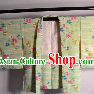 Japanese National Costume Kimonos Haori Blouse Kimono Ancient Yukata Green Shirts for Women