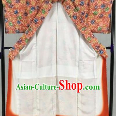Japan Traditional Kimono Printing Furisode Kimono Ancient Yukata Dress Formal Costume for Women