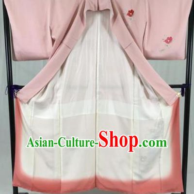 Japan Traditional Kimono Pink Furisode Kimono Ancient Yukata Dress Formal Costume for Women