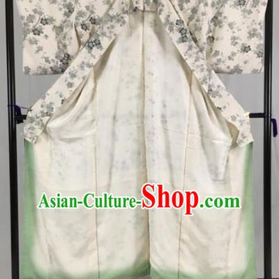 Japan Traditional Kimono Grey Furisode Kimono Ancient Yukata Dress Formal Costume for Women