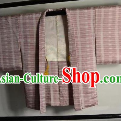 Japanese Ancient Male Kimono Costume Pink Haori Shirts Traditional Wafuku Hakama Yukata for Men