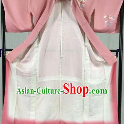Japan Traditional Kimono Pink Furisode Kimono Ancient Yukata Dress Formal Costume for Women