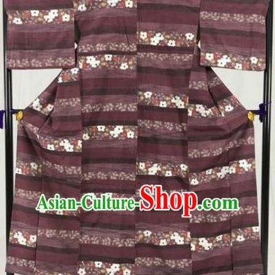 Japanese Ancient Male Purple Kimono Costume Traditional Wafuku Hakama Yukata Robe for Men