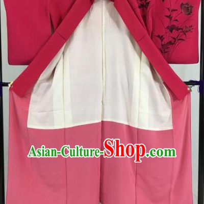 Japan Traditional Formal Costume Ink Painting Furisode Kimonos Ancient Palace Yukata Dress for Women