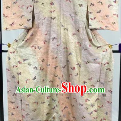 Japan Traditional Palace Printing Butterfly Kimono Formal Costume Furisode Kimonos Ancient Yukata Dress for Women