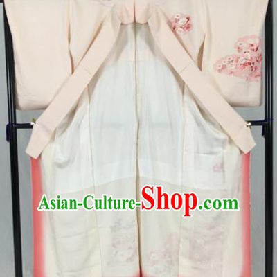 Japan Traditional Palace Pink Kimono Formal Costume Furisode Kimonos Ancient Yukata Dress for Women