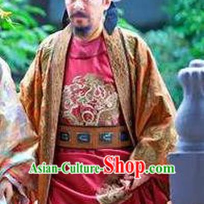 Chinese Song Dynasty Emperor Zhao Kuangyin Embroidered Clothing Ancient Imperator Replica Costume for Men