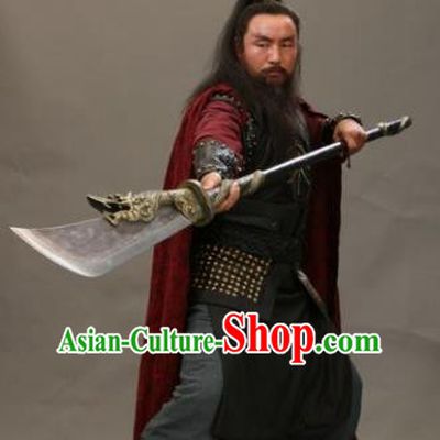 Chinese Ancient Novel Water Margin Character Guan Sheng Costume Song Dynasty Mount Liang Castellan Replica Costume