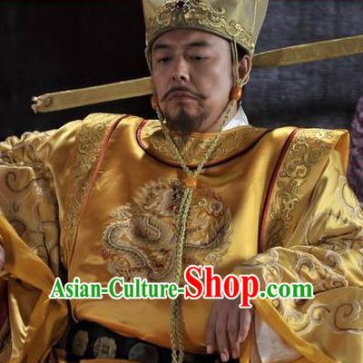 Chinese Ancient Song Dynasty Zhen Emperor Zhao Heng Imperial Robe Replica Costume for Men
