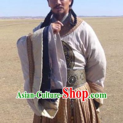 Chinese Ancient Song Dynasty Mongol Empire Politician Yelu Chucai Replica Costume for Men