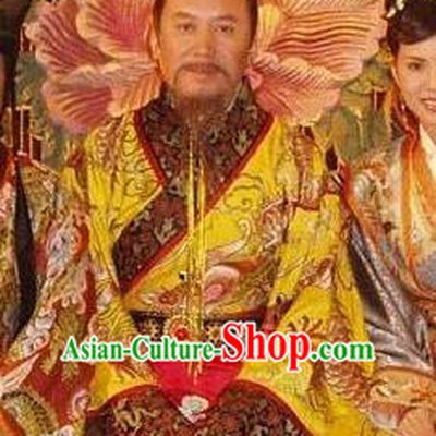 Chinese Ancient Song Dynasty Emperor Zhao Kuangyin Embroidered Replica Costume for Men