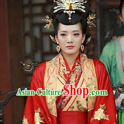 Chinese Ancient Ming Dynasty Yingzong Zhu Qizhen Empress Embroidered Replica Costume for Women