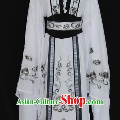 China Traditional Beijing Opera Actress Costume Chinese Shaoxing Opera Huadan Embroidered White Dress