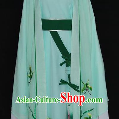 China Traditional Beijing Opera Niche Embroidered Orchid Costume Chinese Peking Opera Scholar Green Robe for Adults