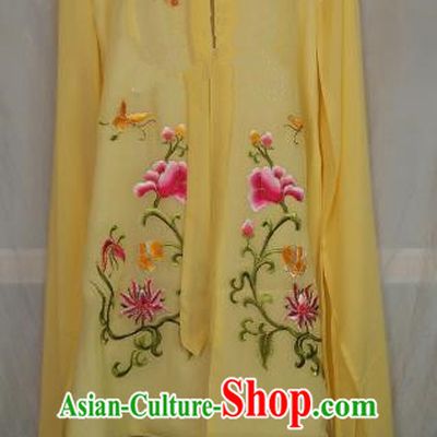 China Traditional Beijing Opera Actress Embroidered Yellow Cloak Chinese Peking Opera Princess Costume