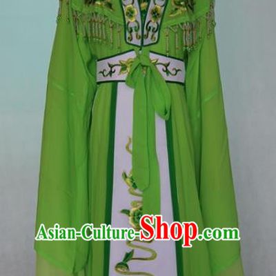 China Traditional Beijing Opera Embroidered Green Dress Chinese Peking Opera Actress Costume