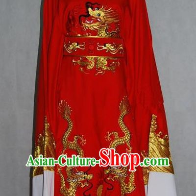 China Traditional Beijing Opera Niche Costume Chinese Peking Opera Lang Scholar Red Embroidered Robe for Adults