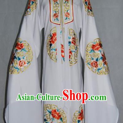 China Traditional Beijing Opera Niche Costume Embroidered White Cape Chinese Peking Opera Scholar Clothing for Adults