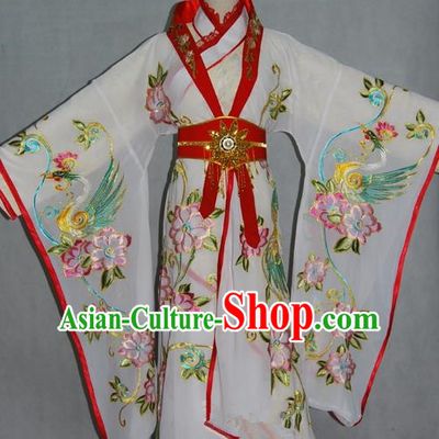 China Traditional Beijing Opera Empress Embroidered White Dress Chinese Peking Opera Actress Costume