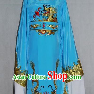 China Traditional Beijing Opera Niche Costume Chinese Peking Opera Lang Scholar Blue Embroidered Robe for Adults