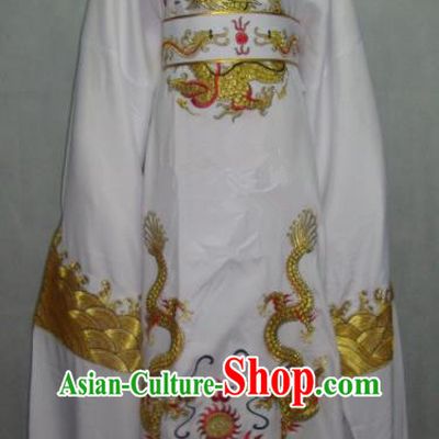 China Traditional Beijing Opera Niche Costume Chinese Peking Opera Lang Scholar White Embroidered Robe for Adults