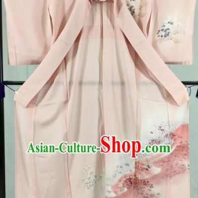Japan Traditional Kimono Formal Costume Geisha Pink Furisode Kimonos Ancient Yukata Dress for Women