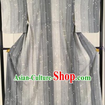 Japanese National Costume Grey Kimono Ancient Palace Wafuku Hakama Yukata Robe for Men