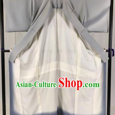 Japanese National Costume Grey Kimono Ancient Palace Wafuku Hakama Yukata Robe for Men