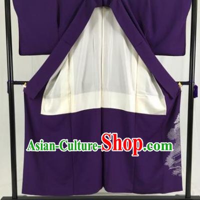 Japanese National Costume Purple Kimono Ancient Palace Wafuku Hakama Yukata Robe for Men