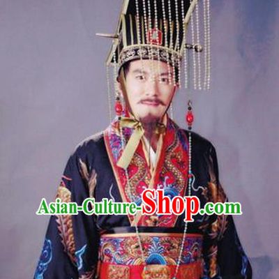 Chinese Ancient Song Dynasty Huizong Emperor Calligrapher Zhao Ji Replica Costume for Men