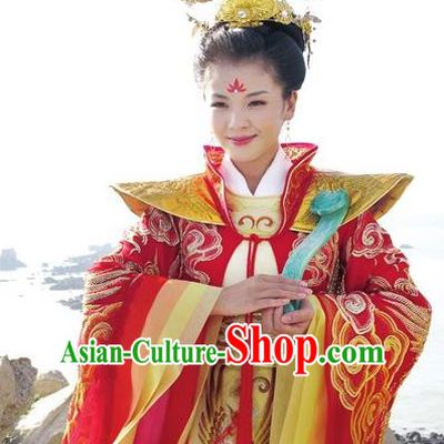 Chinese Ancient Goddess Matsu Costume Song Dynasty Female Fisher Lin Moniang Embroidered Replica Costume