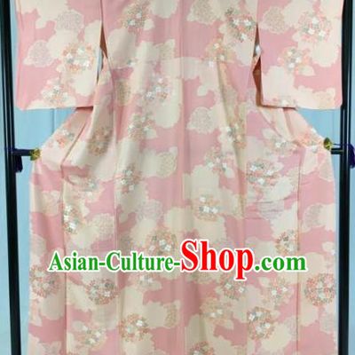 Asian Japan Palace Pink Kimono Formal Costume Furisode Kimonos Ancient Yukata Dress for Women