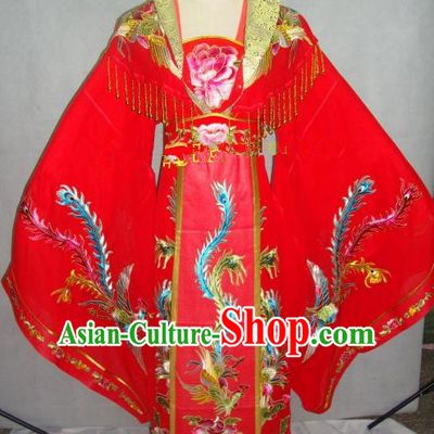 Traditional China Beijing Opera Diva Embroidered Red Dress Chinese Peking Opera Empress Costume