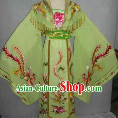 Traditional China Beijing Opera Diva Embroidered Green Dress Chinese Peking Opera Empress Costume