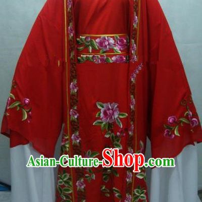 China Beijing Opera Niche Embroidered Peony Red Clothing Chinese Traditional Peking Opera Scholar Costume for Adults