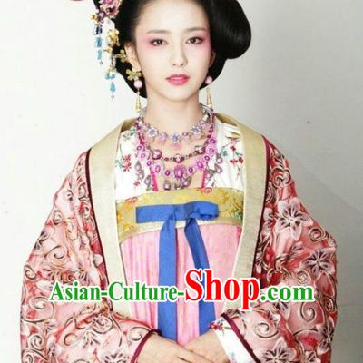 Chinese Traditional Tang Dynasty Imperial Consort Embroidered Dress Replica Costume for Women