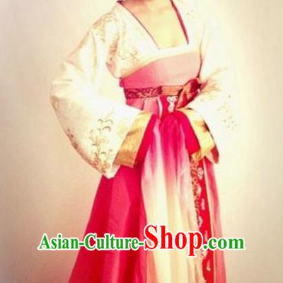 Chinese Traditional Tang Dynasty Imperial Consort Wu Meiniang Embroidered Dress Replica Costume for Women