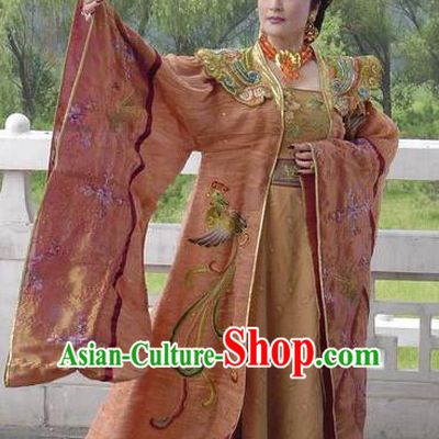 Chinese Traditional Tang Dynasty Empress Wu Zetian Embroidered Dress Queen Replica Costume for Women