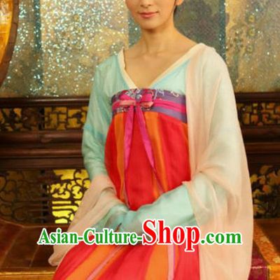 Chinese Traditional Tang Dynasty Palace Lady Embroidered Dress Replica Costume for Women