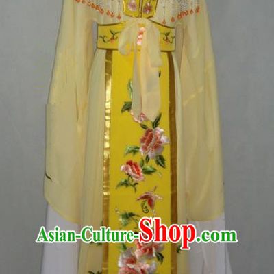 Traditional China Beijing Opera Princess Yellow Dress Chinese Peking Opera Diva Embroidered Costume