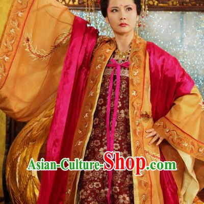 Chinese Traditional Tang Dynasty Palace Empress Wei Embroidered Replica Costume for Women