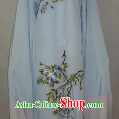 China Beijing Opera Lang Scholar Niche Costume Light Blue Embroidered Robe for Adults
