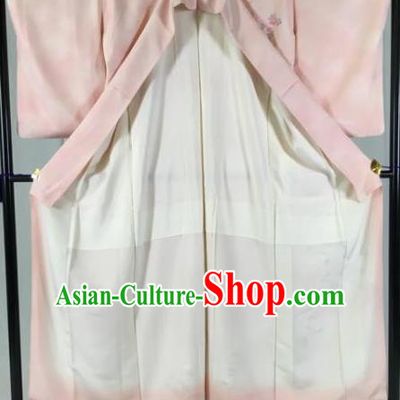 Japan Traditional Geisha Pink Kimono Formal Costume Furisode Kimonos Ancient Yukata Dress for Women
