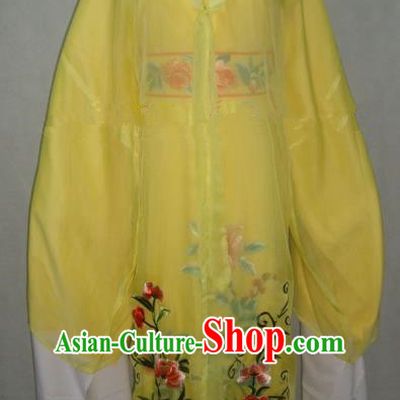 Traditional Chinese Beijing Opera Scholar Niche Costume Embroidered Yellow Robe for Adults